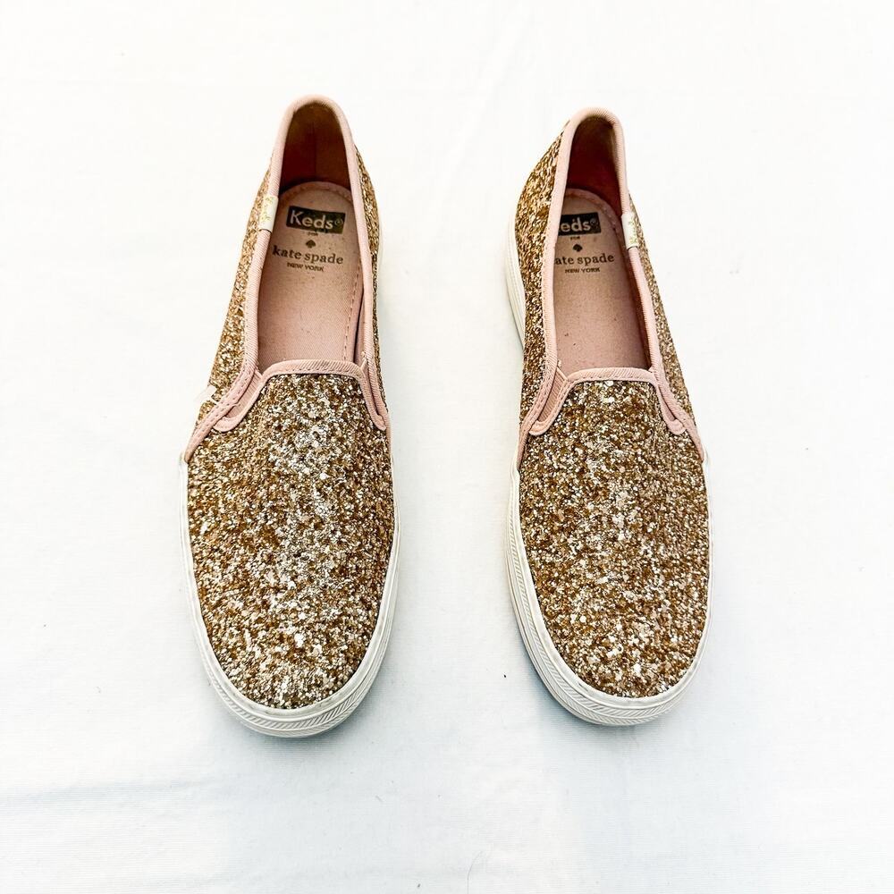 Kate Spade x Keds Rose Gold NY Triple Decker Metallic Slip On Sneaker Size 9